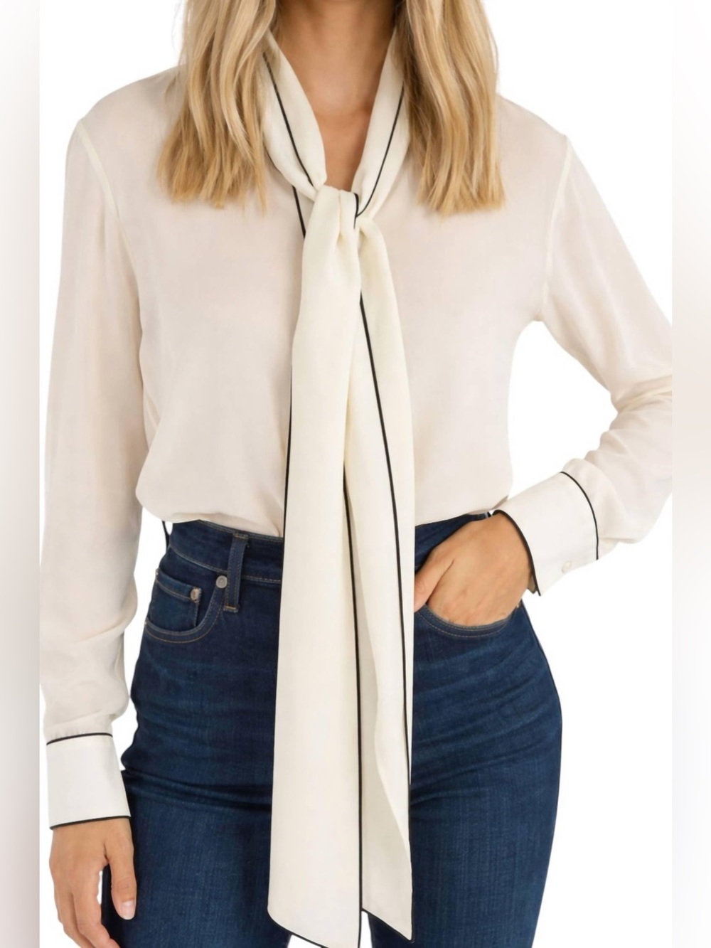 NEW KARINA GRIMALDI Stephanie Tie Front Top Silk Blend Sizes S & L